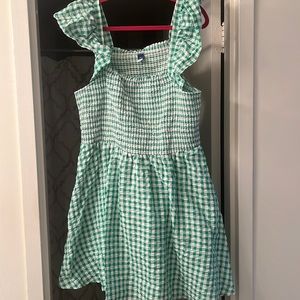 Old Navy green plaid checkered smocked dress